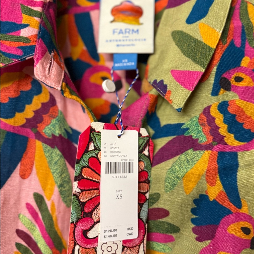 FARM Rio Multicolor Parrot Button Front Blouse - Picture 3 of 5